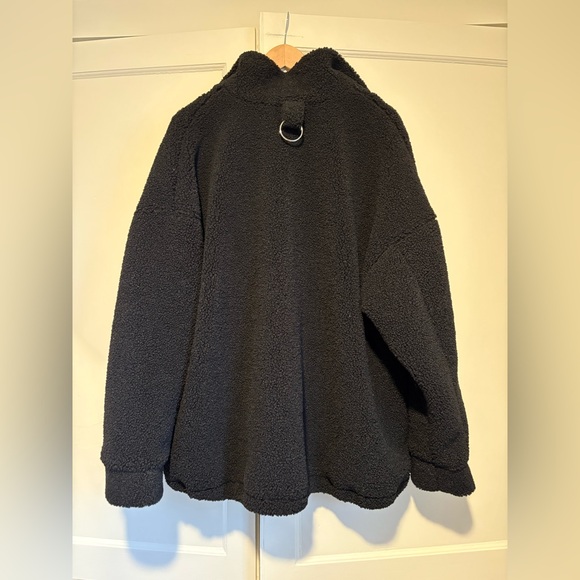 Tibi Black Cozy Fleece Anorak Zip Up Oversized Pullover - Picture 4 of 6